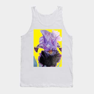 Iris Watercolor Painting - on Yellow Tank Top